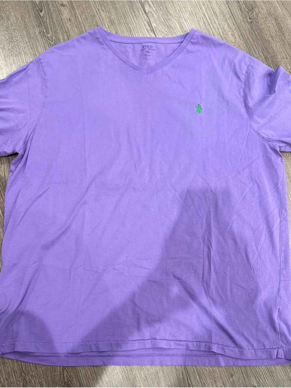Ralph Lauren Lavender V-Neck Tee with Green Pony